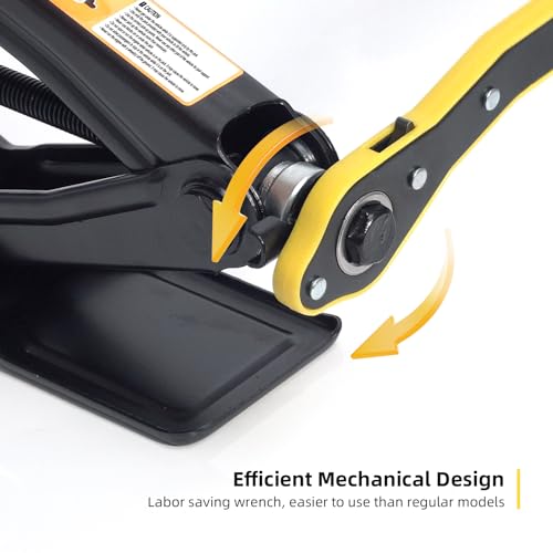 Image of Scissor Jack 1.8 Ton Kit for Car SUV Truck | Ratchet system. Oversized base. Includes lug wrench, gloves, storage bag. For sedan SUV truck.