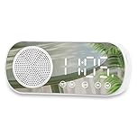 Synther Digital Alarm Clock, White Alarm Clock Radio with Bluetooth Speakers, Alarm Clocks Bedside with Led Display Fm Radio Digital Clock Portable Mirror Alarm with Dual Alarms