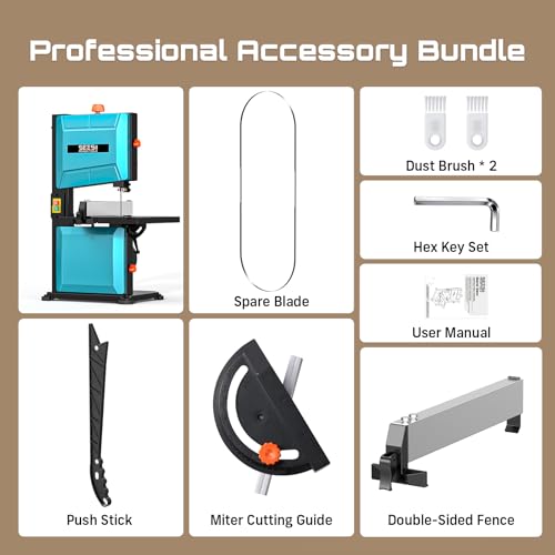 SEESII Benchtop Band Saw for Woodworking: 3A-120V Bandsaw with 8" Cutting Width, Max 3-1/8" Cutting Height, Band Saws with 0-45° Tilting Worktable&Miter Gauge&Double-Sided Fence for Detailed Woodwork thumbnail 9