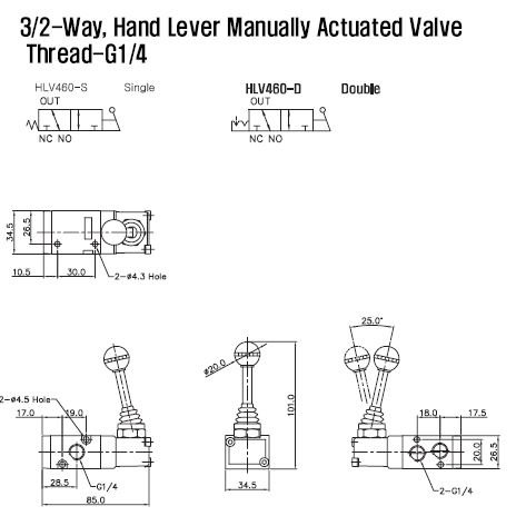 Air Directional Control Valve PneumaticPlus HLV461-D Hand Lever Air ...
