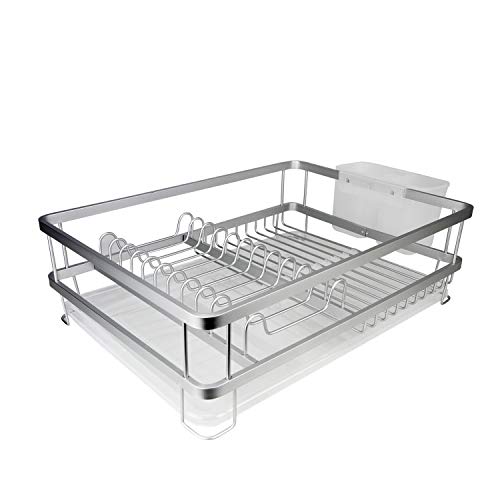 Evelyne Gmt-10408 Aluminum Dish Drying Rack With Utensil Holder - Kitchen Countertop Rust Proof Dish Rack And Drainboard Set #TOP7