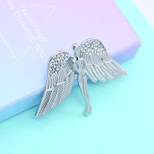 Image of Crystal Angel Wings Brooch Pin Elegant Rhinestone Statement Brooches Fashion Corsage Suit Jewelry Accessories for Men Women Gift Gold Silver Plated