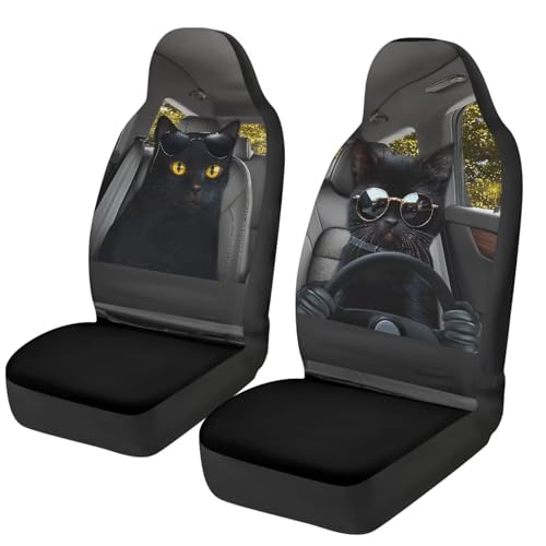 Housses de siege avant voiture camionnette motif chat souple