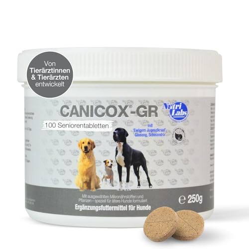 NutriLabs CANICOX GR Kautabletten für Hunde 100 Stück - Mit Glucosamin, Chondroitin, Weißdorn & Ginseng - Unterstützt Gelenke, Herz, Leber, Nerven & Immunsystem - Nahrungsergänzung für ältere Hunde