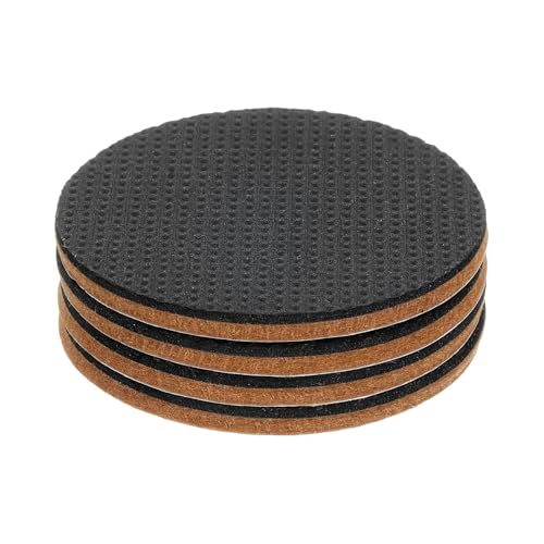 uxcell 4 Pcs Felt & EVA Furniture Pads, 2 1/2" (65mm) Round Furniture Feet Wood Floor Protectors Self Adhesive for Protecting Hardwood Floors, Table Legs and Chair Legs, Brown+Black