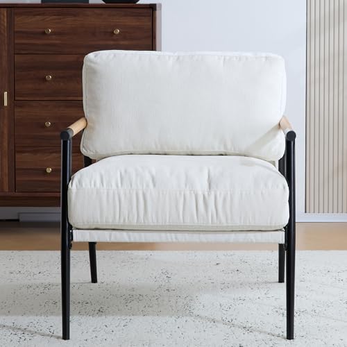Sillón Moderno Blanco con Estructura de Metal miniatura 3