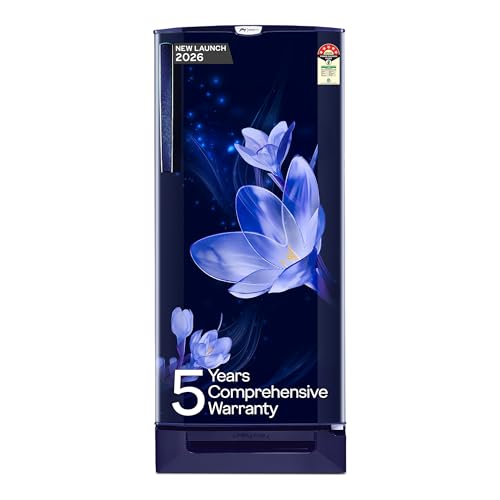 Image of Godrej 185 L 5 Star 5 Years Comprehensive Warranty New Launch| Base Drawer| 22L Jumbo Vegetable Tray| Advanced Inverter Technology| Single Door Refrigerator (2026, RD 195EN TDI MY BL, Mystic Blue)