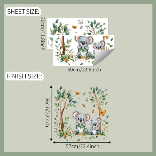 Vinilo decorativo adhesivo Koala familia acuarela para pared miniatura 2