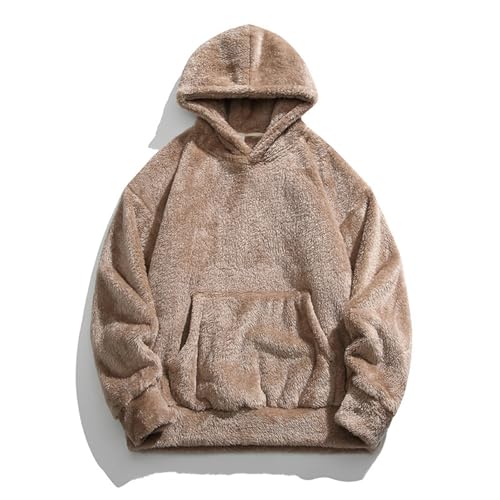 Mens Fuzzy Sherpa Hoodies Fleece Casual Pullover Long Sleeve Winter Fluffy Sweatshirts Classic Hooded Outwear2