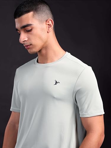 Image of TECHNOSPORT Men's Slim Fit Polyester Activewear Sports T-Shirt with Moisture-Wicking Comfort for Workout, Running & Gym