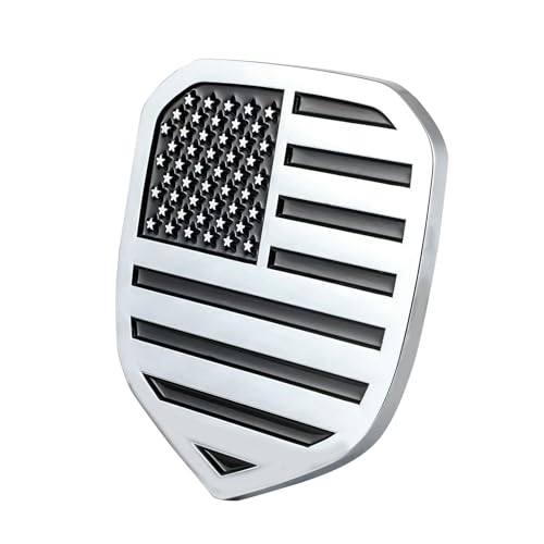 Image of Glossy Black American Flag Emblem Fits for RAM Front Grille Emblem Replacement Compatible Models /1500 2006-2018 /2500 2009-2018 /3500 2007-2018 (Silver)