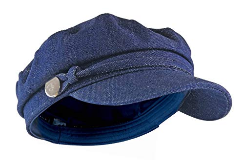 Mujer Marinero Gorra Sombrero de Boina Unisex en Azul Jean con Visera (GL723 Blue, One Size)