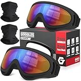 OXG 2 Pack Motorcycle Goggles with Neck Gaiters, UV400 Protection Dirt Bike Motocross ATV Skiing Goggles (Multicolor+Multicolor)