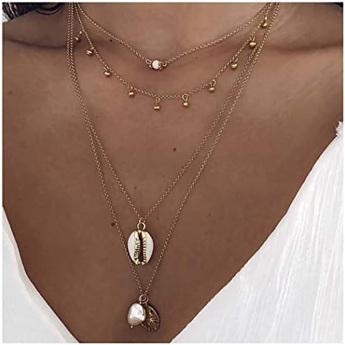 Woeoe Bohe Seashell Layered Necklace 