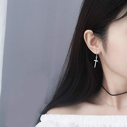 Minimalist Faith Cross Dangle Drop Hook Earrings Sterling Silver 925 for Women Fashion Hope Love Godliness Dangling Hoop Earring Jewelry Gifts Hypoallergenic2
