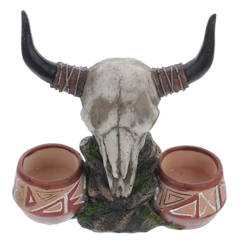 WOONEKY 牛の頭の形をした洗面器 爬虫類の供給 トカゲのフードボウル 爬虫類の餌やり 蛇の水皿 ペットの餌入れ エビの餌皿 亀の餌場 爬虫類フードウォーターボウル 貯水池 亀の餌箱 樹脂