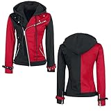 Tailor Outfits Harley Women Quinn Psychotic Red Black Biker Cotton Hoodie Jacket - 2XS To 3XL (L)