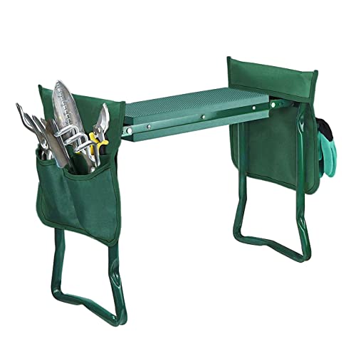 CAMP SOLUTIONS Garden Kneeler and Seat, Support Up to 300 lbs, Foldable Garden Stool with Handle for Elderly Step Stool, Garden Bench for Kneeling and Sitting, Perfect Gardening Supplies and Tools