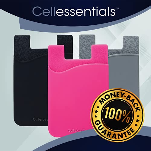 Cellessentials USA Merchant Card Holder for Back of Phone - Silicone Stick on Cell Phone Wallet for Credit Card, ID, Business Card - iPhone, Android and Most Smartphones - 3 Pack (Black,Pink,Grey) - Thumbnail 6