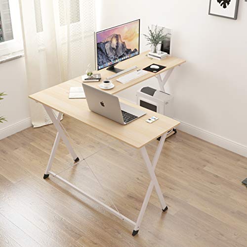 L Shaped Desk, 47+62 inches L Shaped Computer Desk Office Desk, Large Size Student Desk Study Desk Writing Desk L Shaped Corner Desks Standing Simple Style Desks for Home Office (Maple)