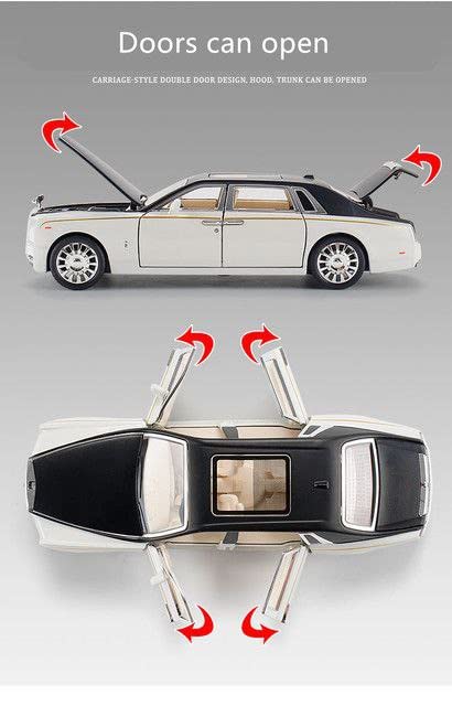 Image of Invite Enterprise Exclusive Diecast Alloy Metal Pull Back Die-cast Car 1:24 New Rolls-Royce Phantom Metal Pullback Toy car with Openable Doors & Light, Music Boys for Kids Toy【Colors as Per Stock】