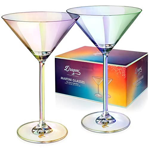 Dragon Glassware Martini-Gläser, schillernd, bleifrei, in luxuriöser Geschenkverpackung, 227 ml, 2 Stück Cover