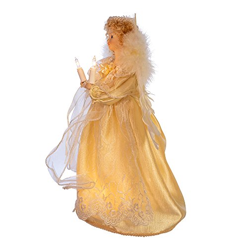 Kurt Adler Ul 10-Light Angel Christmas Treetop Figurine With Fabric Hair, 12-Inch, Ivory #TOP2