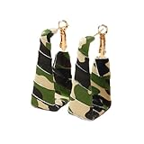Chunky Leopard Leather Earrings Bohemia Camouflage Leather Dangle Earrings Chunky Rectangle Black White Zebra Print Earring Handmade Vintage Faux Leathers Statement Earring Boho Style Jewelry (Camo)
