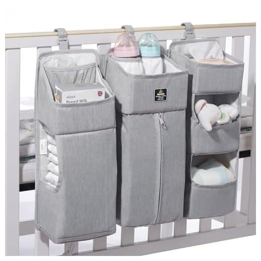 Sunveno Almacenamiento de pañales para habitación de los niños, cuna de bebé, cesta para colgar pañales, organizador para pañales y accesorios de camb