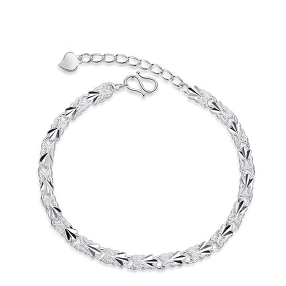 Pulsera de plata de ley antialérgica con flores talladas duraderas 5