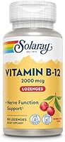 SOLARAY Vitamina B-12 2000mcg | Sabor a cereza natural sin azúcar | Energía saludable y soporte de glóbulos rojos | Sin...
