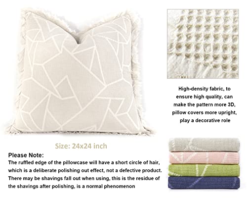 Cocoploceus Boho Pillow Covers 24X24 Set Of 2 Throw Pillow Covers Stone Washed Geometric Triangle Pattern Euro Shams Decorative Cushion Covers For Couch Sofa Bedroom Car (Beige #TOP3