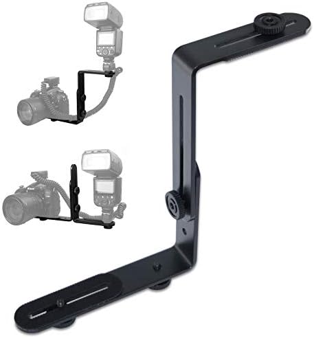 EXMAX® Metal Aluminum Alloy L-Shape Camera Flash Bracket Flashlight Camera Holder Mount Quick Flip DSLR SLR