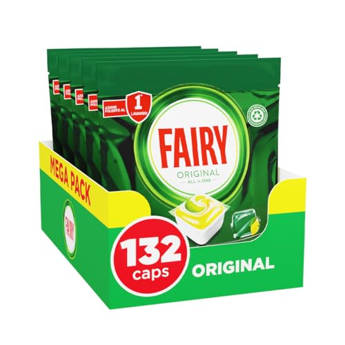 Fairy Detersivo Pastiglie Lavastoviglie Brillantante, 132 Capsule Lavastoviglie, Original Limone, Azione Pulente Al Primo Lavaggio, Efficace Sul Grasso Incrostato Con Azione Brillante