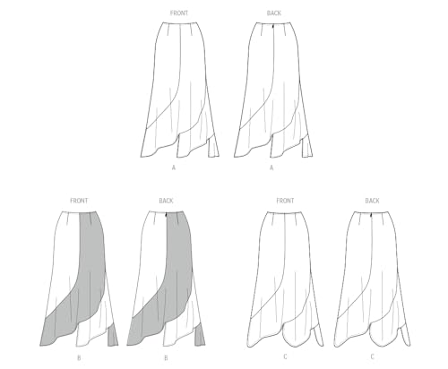 McCall\'s M8608K5 Misses\' Fitted Ankle Length Asymmetric Skirt Sewing Pattern Packet, Design Code M8608, Sizes 8-10-12-14-16
