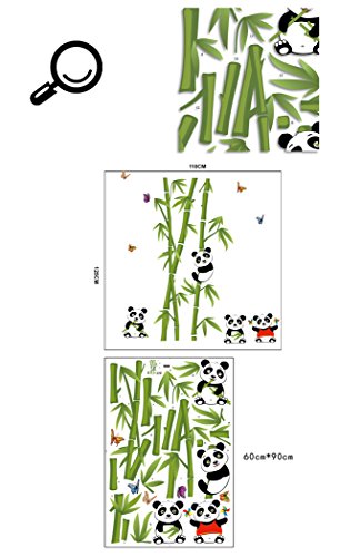Wallpark Carino Pandas Bambù Farfalle Removibile