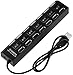 7-Port USB Hub with ON/Off Switch, Black