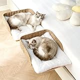 SHENGOCASE 2-Pack Foldable Bedside Pet Bed with Washable Cushion Pillow, Handwoven Guardrail Cat Small Dog Bed