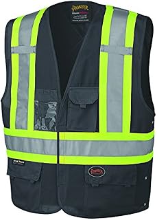 Pioneer V1021570U High Visibility, Reflective Safety Vest, ANSI Class 1, Black