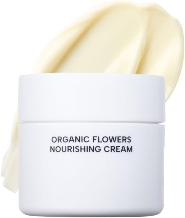 Organic Flowers Nourishing Cream - 95.2% Organic, Anhydrous Formula, Fermented Postbiotics for Deep Hydration, Soothing & Nourishing Moisturiser (50ml)