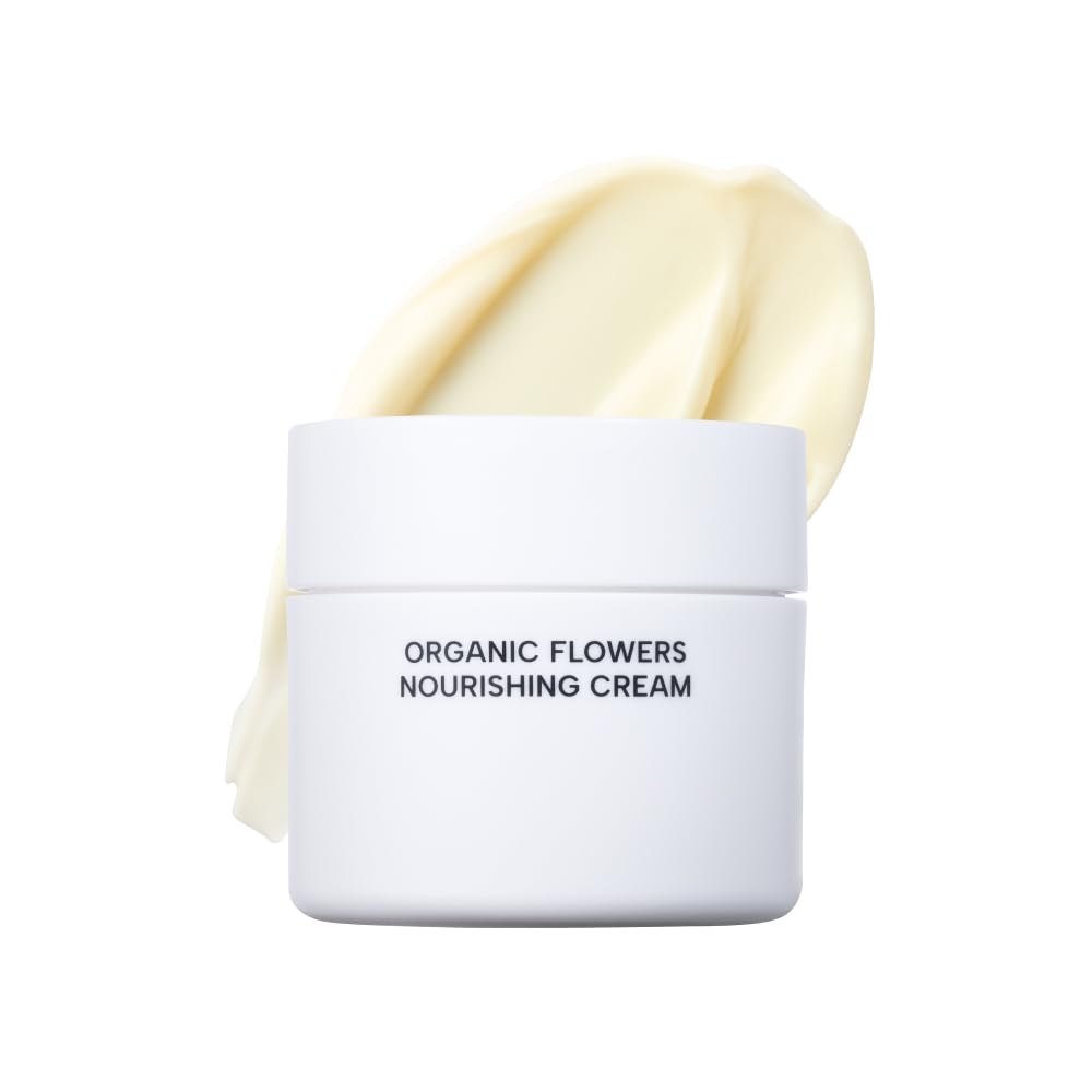 Whamisa Organic Flowers Nourishing Cream, 95.2% Organic, Waterless Formula, Fermented Ingredient Formula for Deep Hydration & Skin Comfort, Moisturizing, Korean Skin Care (50ml)