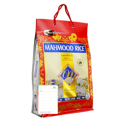 Mahmood Rice Sella Basmati Reis Premium 4,5kg – Nährstoffschonend Parboiled & Extra Langkörnig – + Ben's Garden Notizblock Set