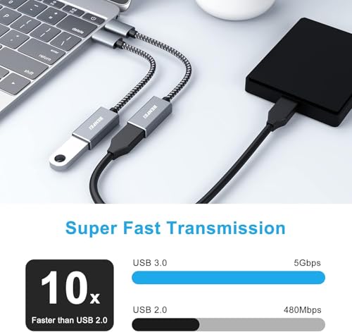 USB C to USB 3.0 Adapter, Compatible with iPhone 15 Pro/Max, MacBook Pro/Air 2023, iMac, S23, XPS 17 - 2 Pack