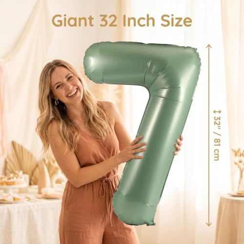 Image of YPSelected 32 Inch Large Foil Helium Number Balloon Birthday Wedding Party 0-9 (Olive Green, 7)