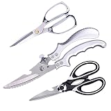 LUVCOSY 3-Pack Poultry Shears Set, Heavy Duty Kitchen Shears with Built-In Spring,Sharp Stainless St