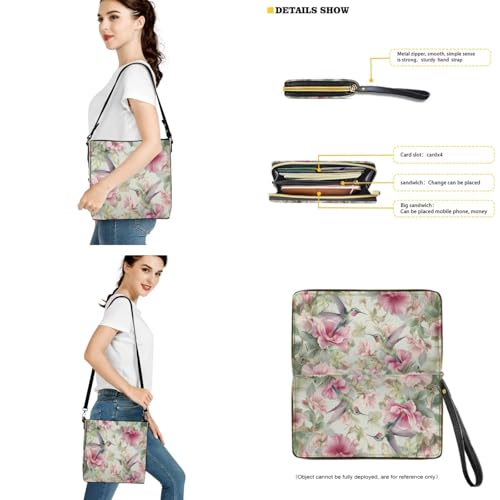 Image of Bucket Crossbody Bag Set for Women Lady, Leather Purse and Wallet Set Large Bucket Bag with Wallet