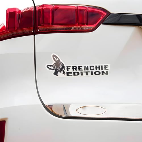 Image of Cute Dog Car Badge Laser Cutting Car Emblem,Funy 3D Acrylic Dogs Badge Rated Car Emblem Automotive Badge Decals and Stickers for Car, Truck, Rv, Boat Exterior Decoration (Frenchie)