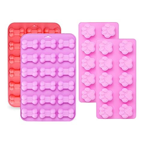 Silicone Molds Puppy Dog Paw and Bone, Non-Stick Food Grade Silicone Molds for Chocolate, Candy, Jelly, Ice Cube, Dog Treats, Cupcake Baking Mould, Muffin pan (Set of 4PCS) Cover