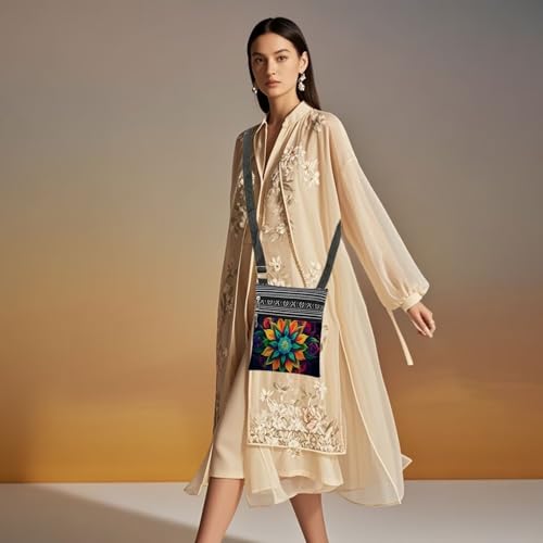 Mandala Print Women Crossbody Bag Multi-Color Floral Geometry Adjustable Shoulder Strap Messenger Bag Birthday Christmas Gift for Sister​​ Adult Purse4