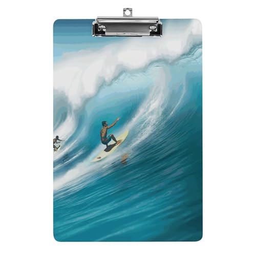 Porte-bloc de surf en acrylique format lettre A4 avec pince métallique pour secrétaire